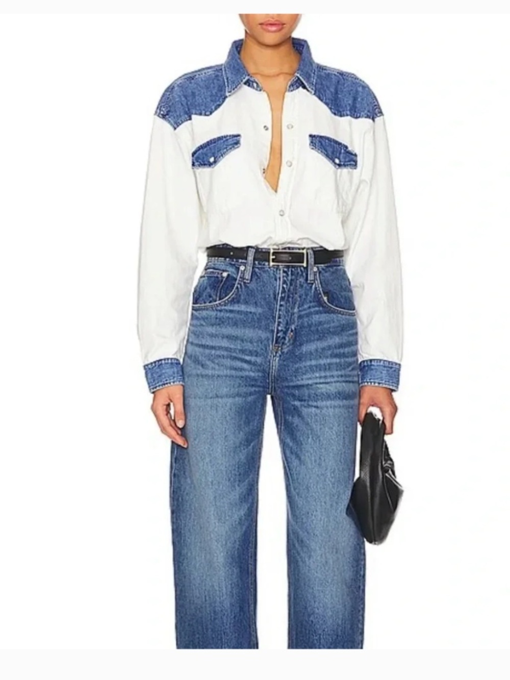 NEW Tag MOTHER The Tycoon Cotton Denim Western Shirt  S